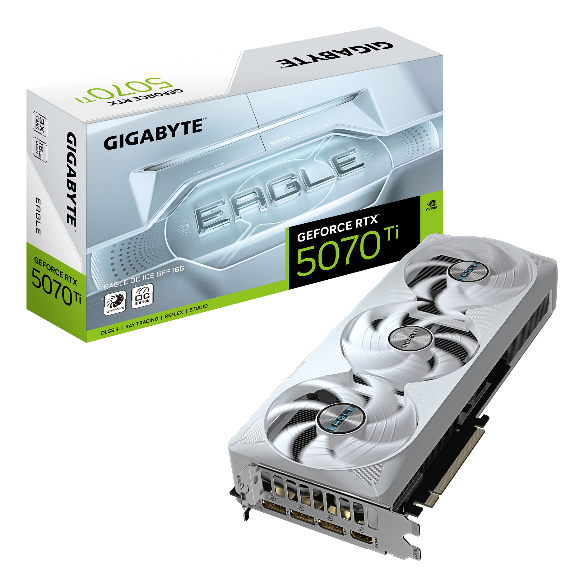 Bekijk afbeelding 1 van 5070Ti Gigabyte RTX EAGLE OC ICE SFF 16GB/3xDP/HDMI -Wit